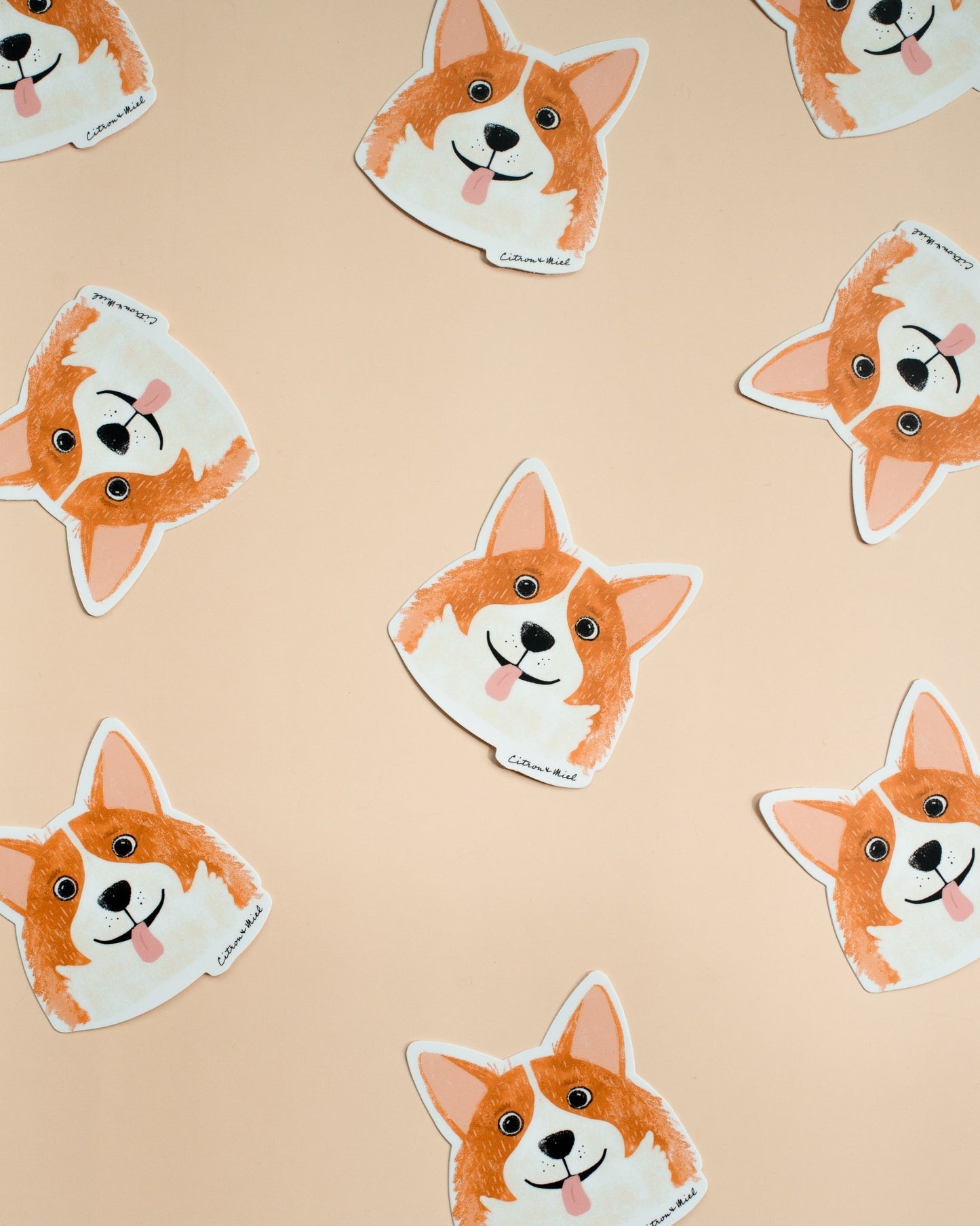 Autocollant vinyle durable Dog lover - Corgi - Citron & Miel