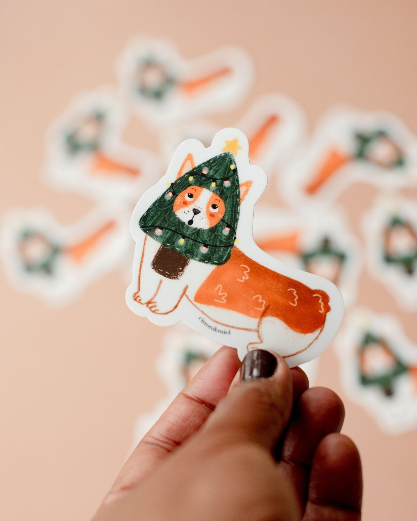 Autocollants - Corgi de Noël - Citron & Miel