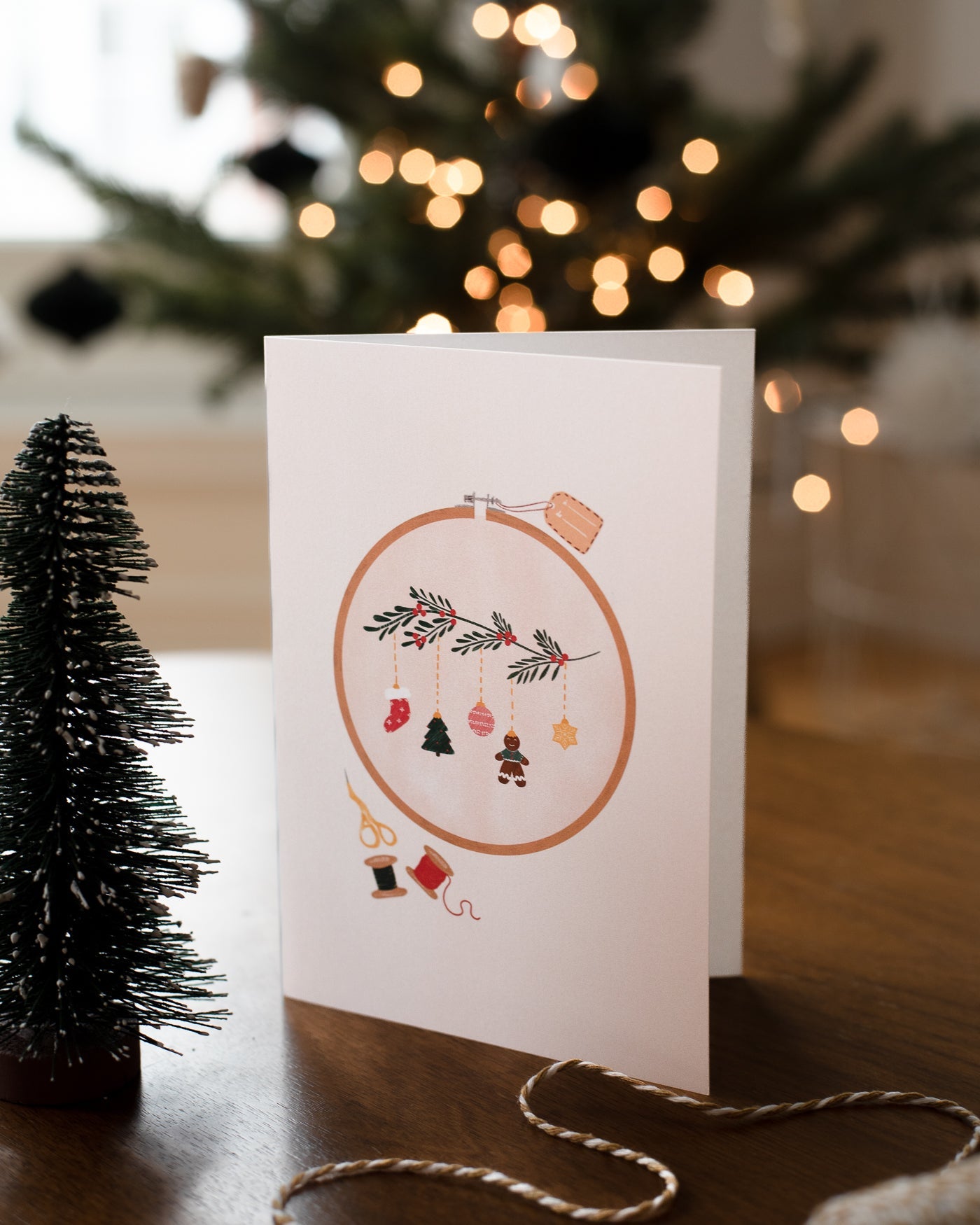 Carte de Noël - Broderie des fêtes - Citron & Miel