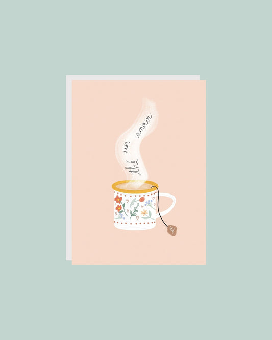 Carte de souhaits - Carte de la Saint-Valentin fait au Québec - Montréal - papier recyclé- Tasse de thé