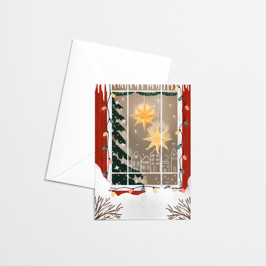 Carte de Noël - Fenêtre festive