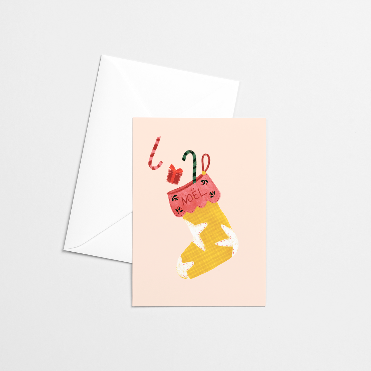 Carte de Noël - Bas jaune