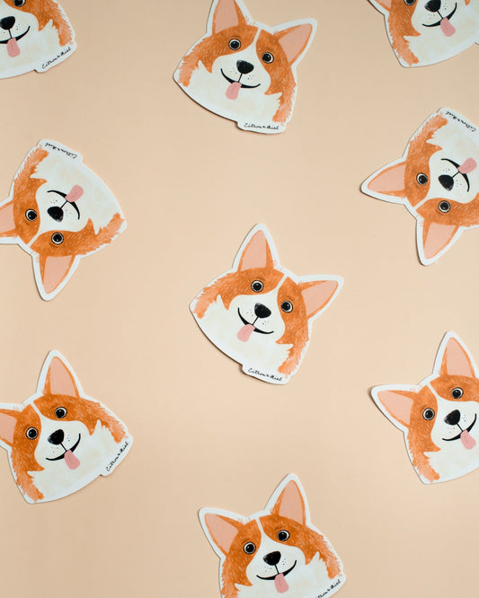 Autocollant vinyle durable Dog lover - Corgi - Citron & Miel