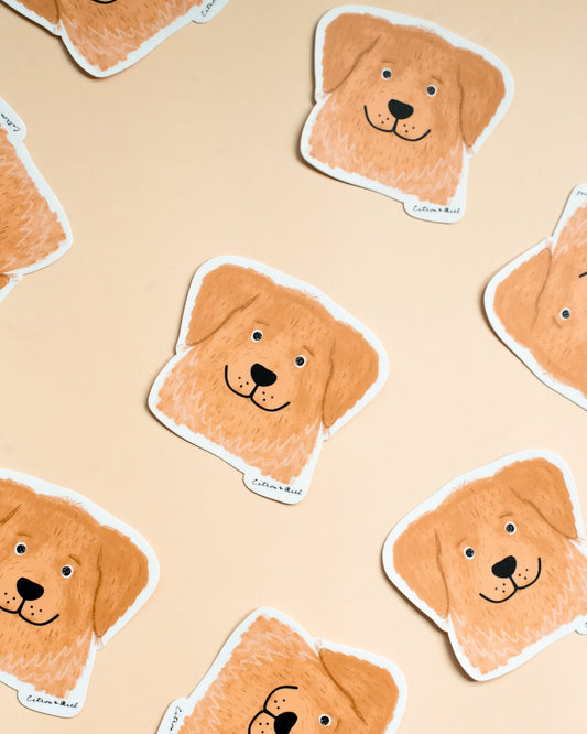 Autocollant vinyle durable Dog Lover - Golden - Citron & Miel