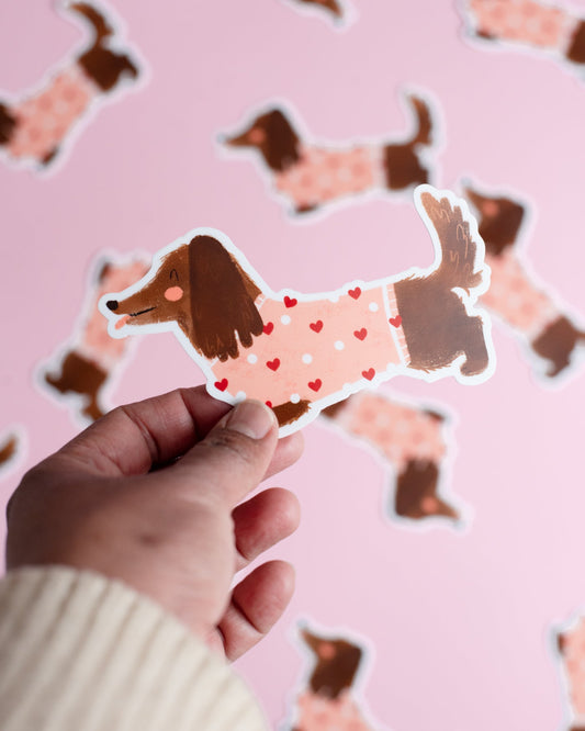 Autocollants en vinyle durables - Chien saucisse d'amour - Citron & Miel