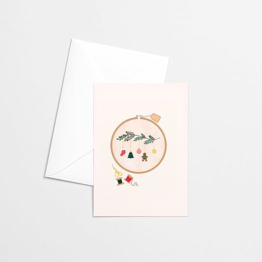Carte de Noël - Broderie des fêtes - Citron & Miel