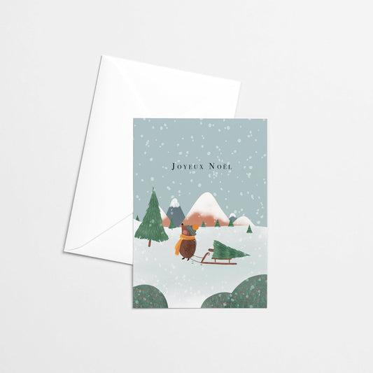 Carte de Noël , carte de souhaits fait au Québec, carte de voeux, français, Montréal