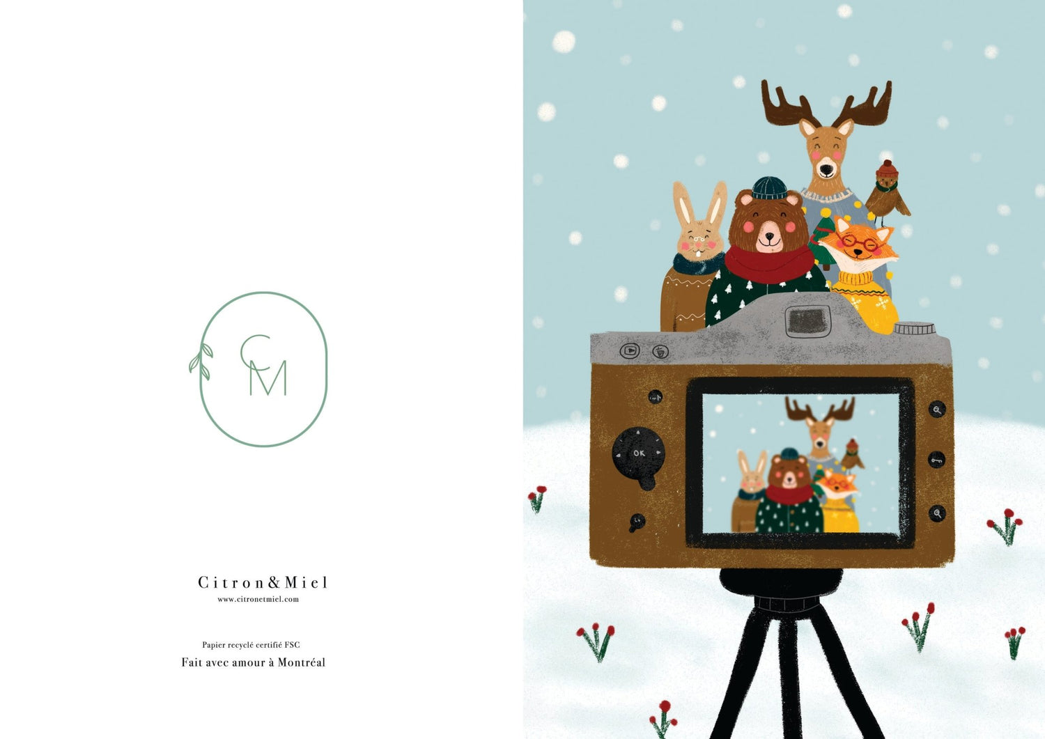 Carte de Noël - Portraits de famille - Citron & Miel