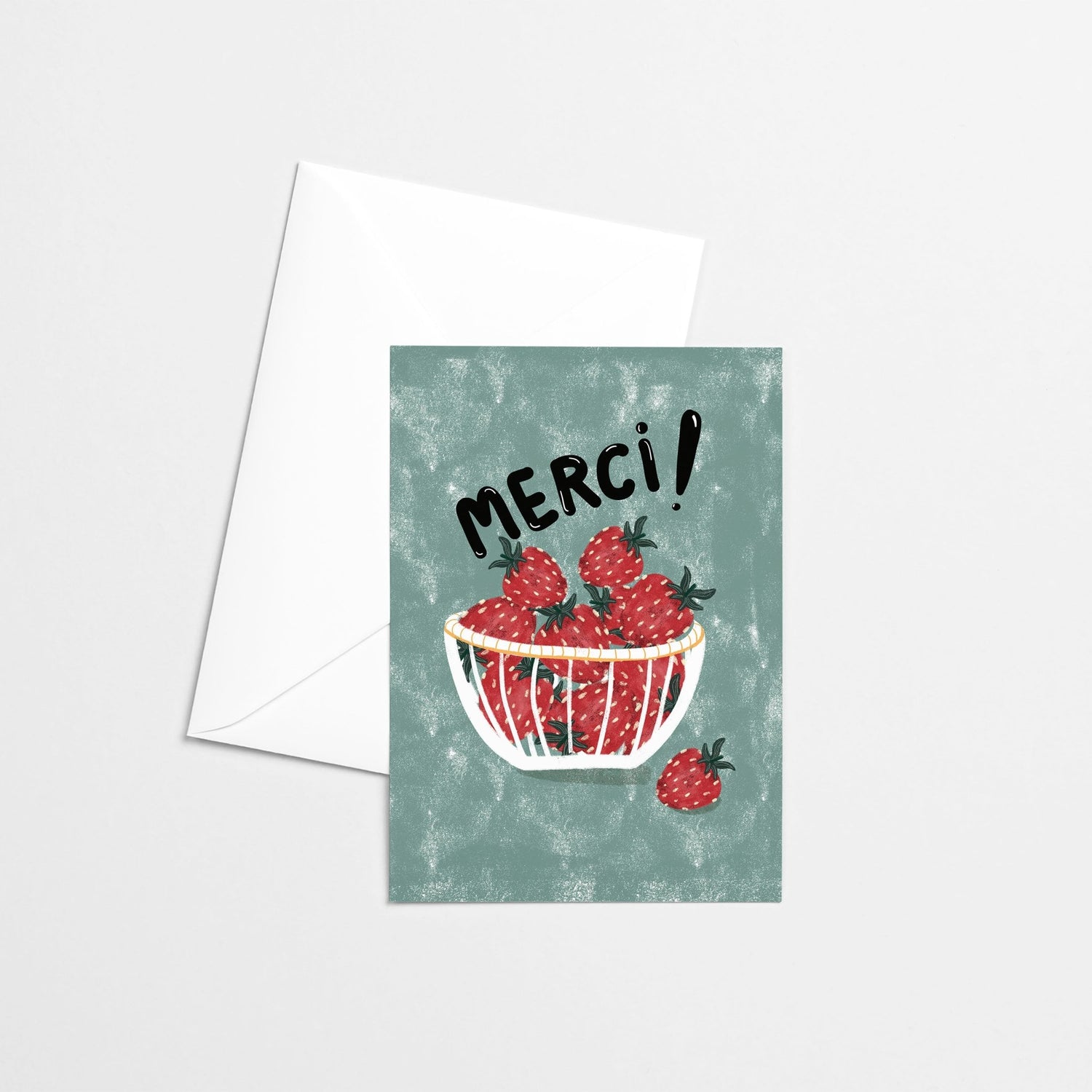 Carte de souhaits - Merci fraises - Citron & Miel