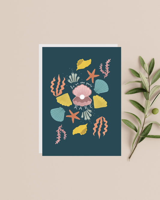 Carte de souhaits - Tu es une perle rare - Citron & Miel