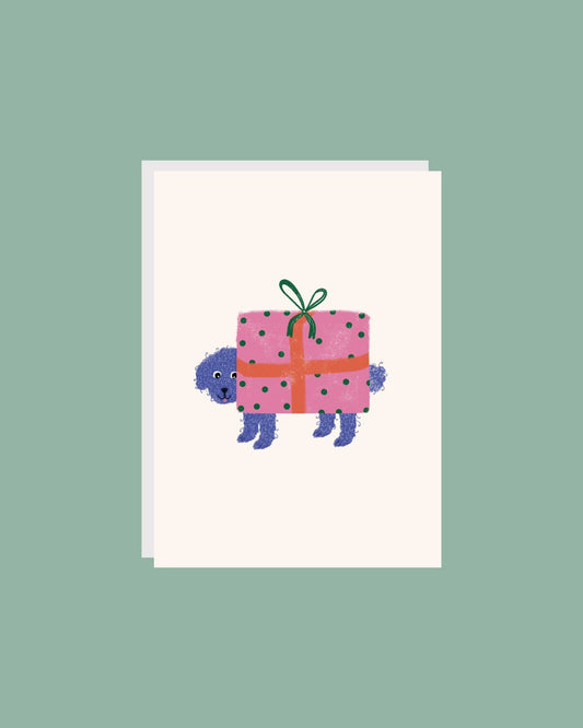 Carte de souhaits - Un chien en cadeau - Citron & Miel